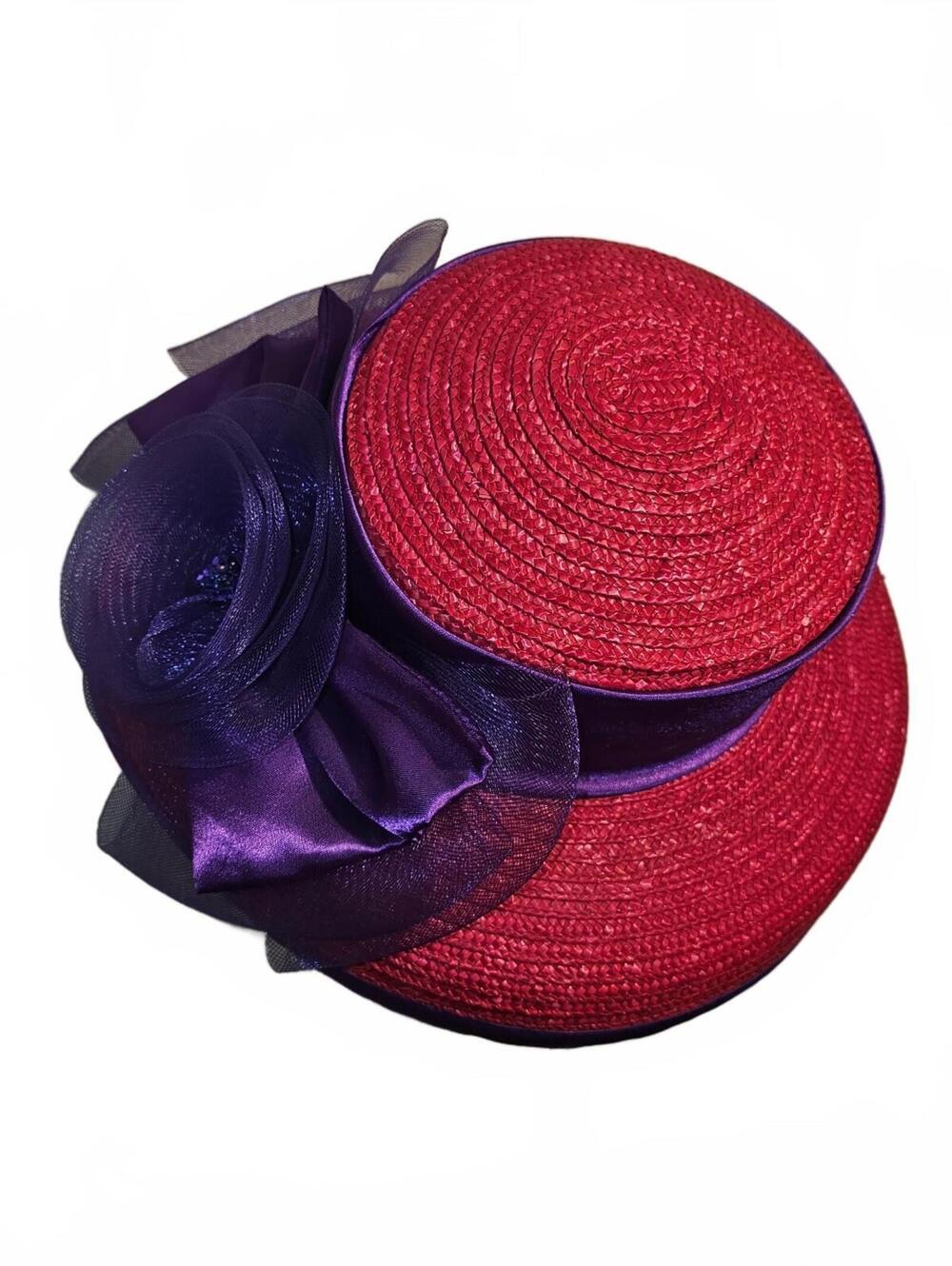 Fuchsia and purple dress hat